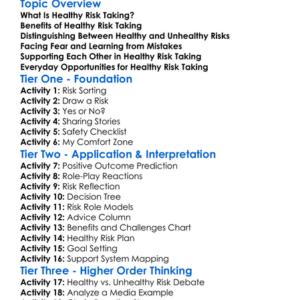 Healthy Risk-Taking Worksheet Activity Booklet