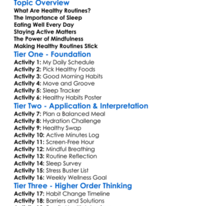 Healthy Routines Worksheet Activity Booklet