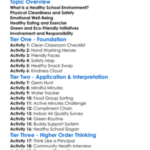Healthy School Environment Worksheet Activity Booklet