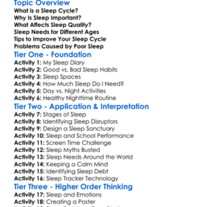 Healthy Sleep Cycles Worksheet Activity Booklet