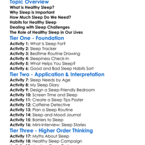 Healthy Sleep Habits Worksheet Activity Booklet