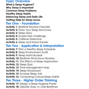 Healthy Sleep Hygiene Worksheet Activity Booklet