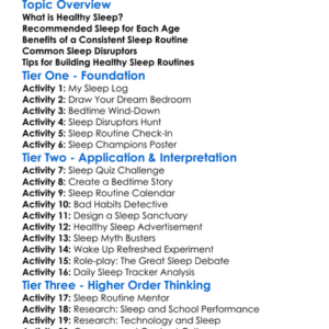 Healthy Sleep Routines Worksheet Activity Booklet