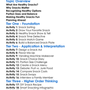Healthy Snack Choices Worksheet Activity Booklet