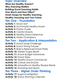 Healthy Snacking Habits Worksheet Activity Booklet
