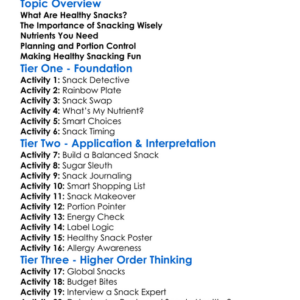 Healthy Snacking Worksheet Activity Booklet