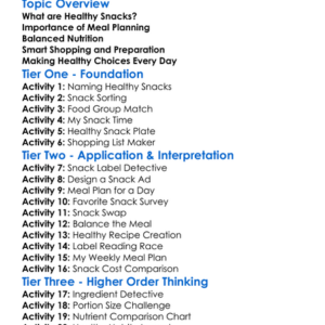 Healthy Snacks And Meal Planning Worksheet Activity Booklet