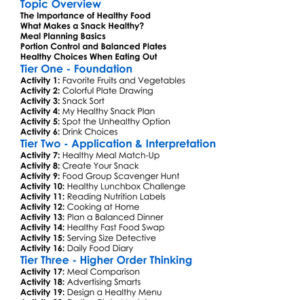 Healthy Snacks And Meals Worksheet Activity Booklet