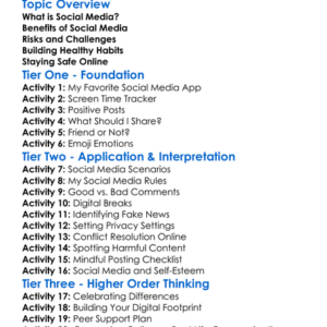 Healthy Social Media Use Worksheet Activity Booklet