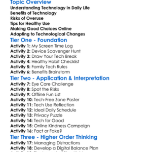 Healthy Technology Use Worksheet Activity Booklet