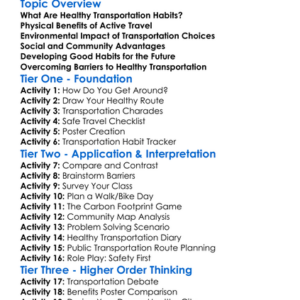 Healthy Transportation Habits Worksheet Activity Booklet