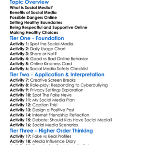 Healthy Use Of Social Media Worksheet Activity Booklet