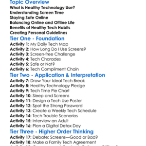 Healthy Use Of Technology Worksheet Activity Booklet