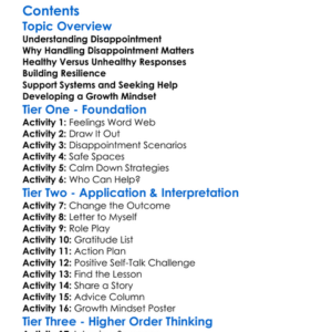 Healthy Ways To Handle Disappointment Worksheet Activity Booklet