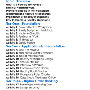 Healthy Workplaces Worksheet Activity Booklet