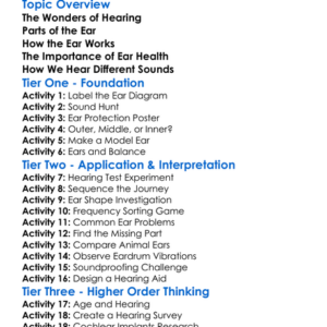 Hearing And Structure Of The Ear Worksheet Activity Booklet