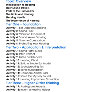 Hearing And The Ear Worksheet Activity Booklet