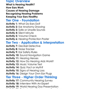 Hearing Health Worksheet Activity Booklet