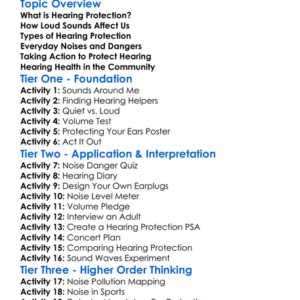 Hearing Protection Worksheet Activity Booklet