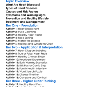 Heart Diseases Worksheet Activity Booklet