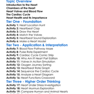 Heart Structure And Cardiac Cycle Worksheet Activity Booklet