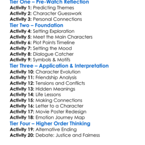 Hearts In Atlantis 2001 Worksheet Activity Booklet