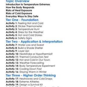 Heat And Cold Exposure Worksheet Activity Booklet