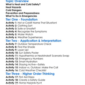 Heat And Cold Safety Worksheet Activity Booklet