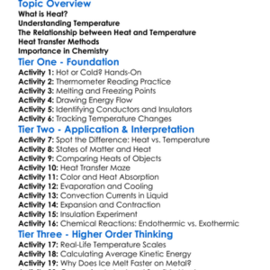 Heat And Temperature In Chemistry Worksheet Activity Booklet