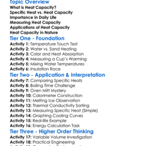 Heat Capacity Worksheet Activity Booklet