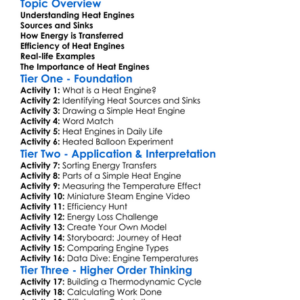 Heat Engines Worksheet Activity Booklet