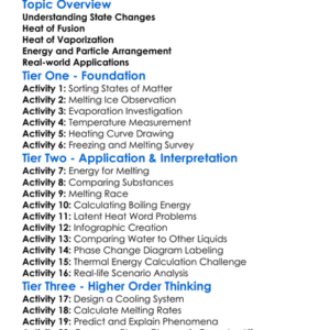 Heat Of Fusion And Vaporization Worksheet Activity Booklet