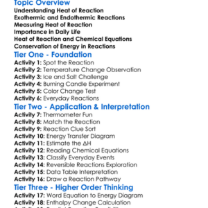 Heat Of Reaction Worksheet Activity Booklet