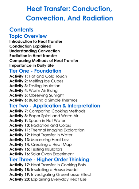 Heat Transfer Conduction Convection And Radiation Worksheet Activity Booklet