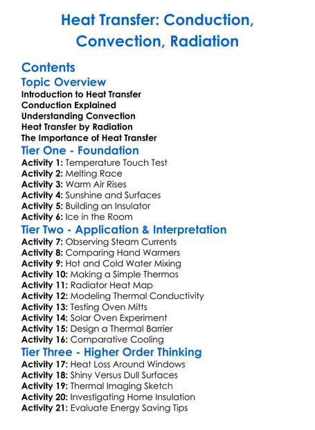 Heat Transfer Conduction Convection Radiation Worksheet Activity Booklet