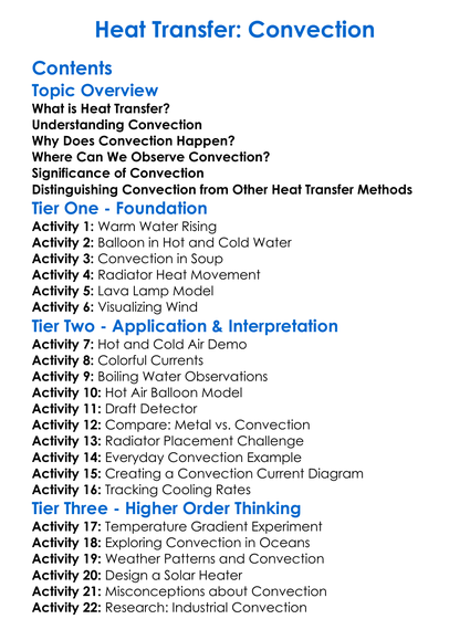 Heat Transfer Convection Worksheet Activity Booklet