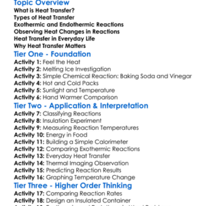 Heat Transfer In Reactions Worksheet Activity Booklet