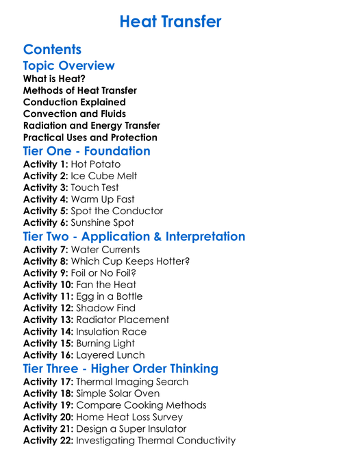 Heat Transfer Worksheet Activity Booklet