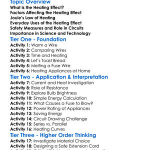 Heating Effect Of Electric Current Worksheet Activity Booklet