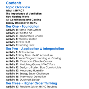 Heating Ventilation And Air Conditioning Hvac Worksheet Activity Booklet