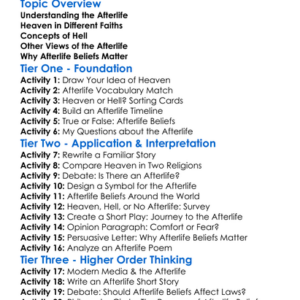 Heaven Hell And The Afterlife Worksheet Activity Booklet