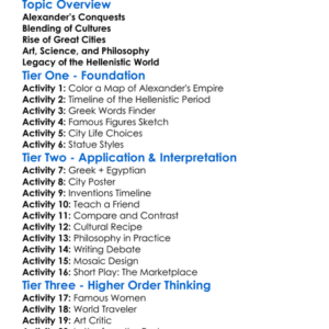 Hellenistic Period Worksheet Activity Booklet
