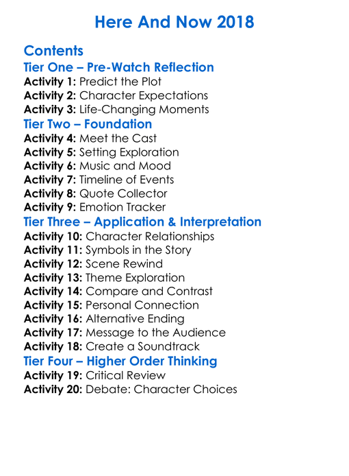 Here And Now 2018 Worksheet Activity Booklet