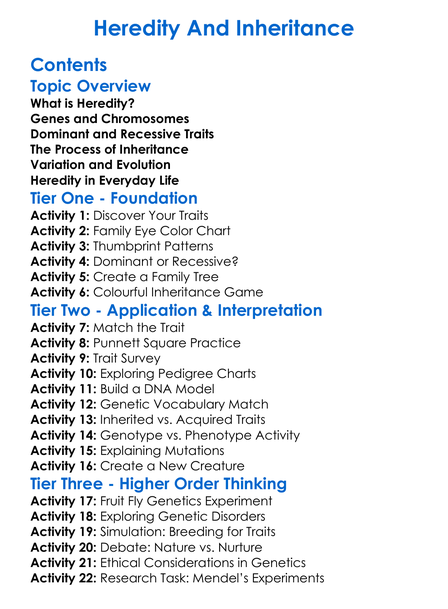 Heredity And Inheritance Worksheet Activity Booklet