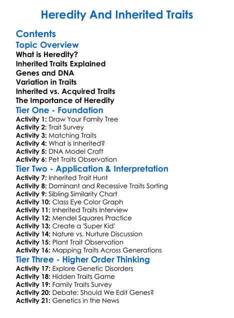 Heredity And Inherited Traits Worksheet Activity Booklet