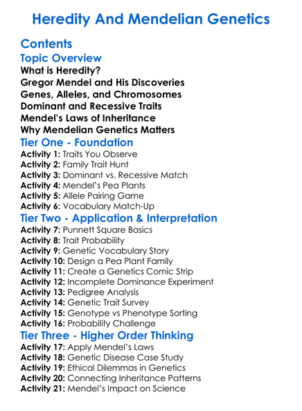 Heredity And Mendelian Genetics Worksheet Activity Booklet