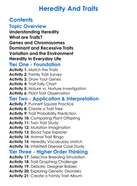 Heredity And Traits Worksheet Activity Booklet