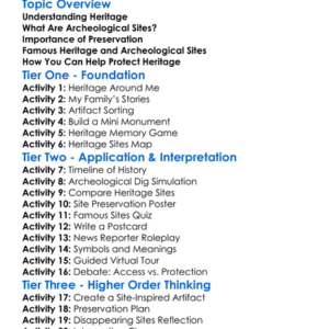 Heritage And Archeological Sites Worksheet Activity Booklet