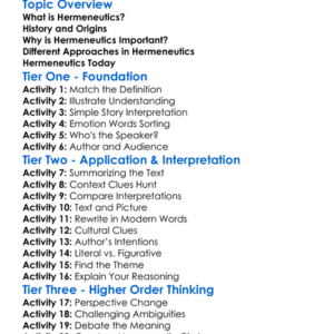 Hermeneutics Worksheet Activity Booklet
