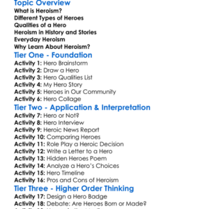 Heroism Worksheet Activity Booklet